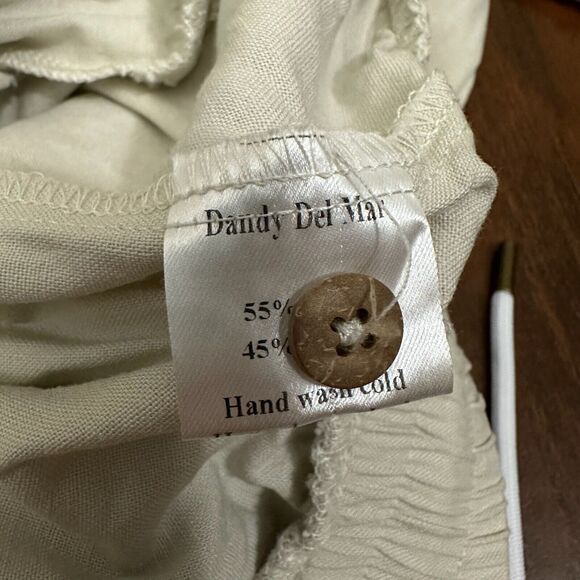 DANDY DEL MAR Linen-Blend Pants Vintage Ivory Brisa Summer Beach - Picture 11 of 15